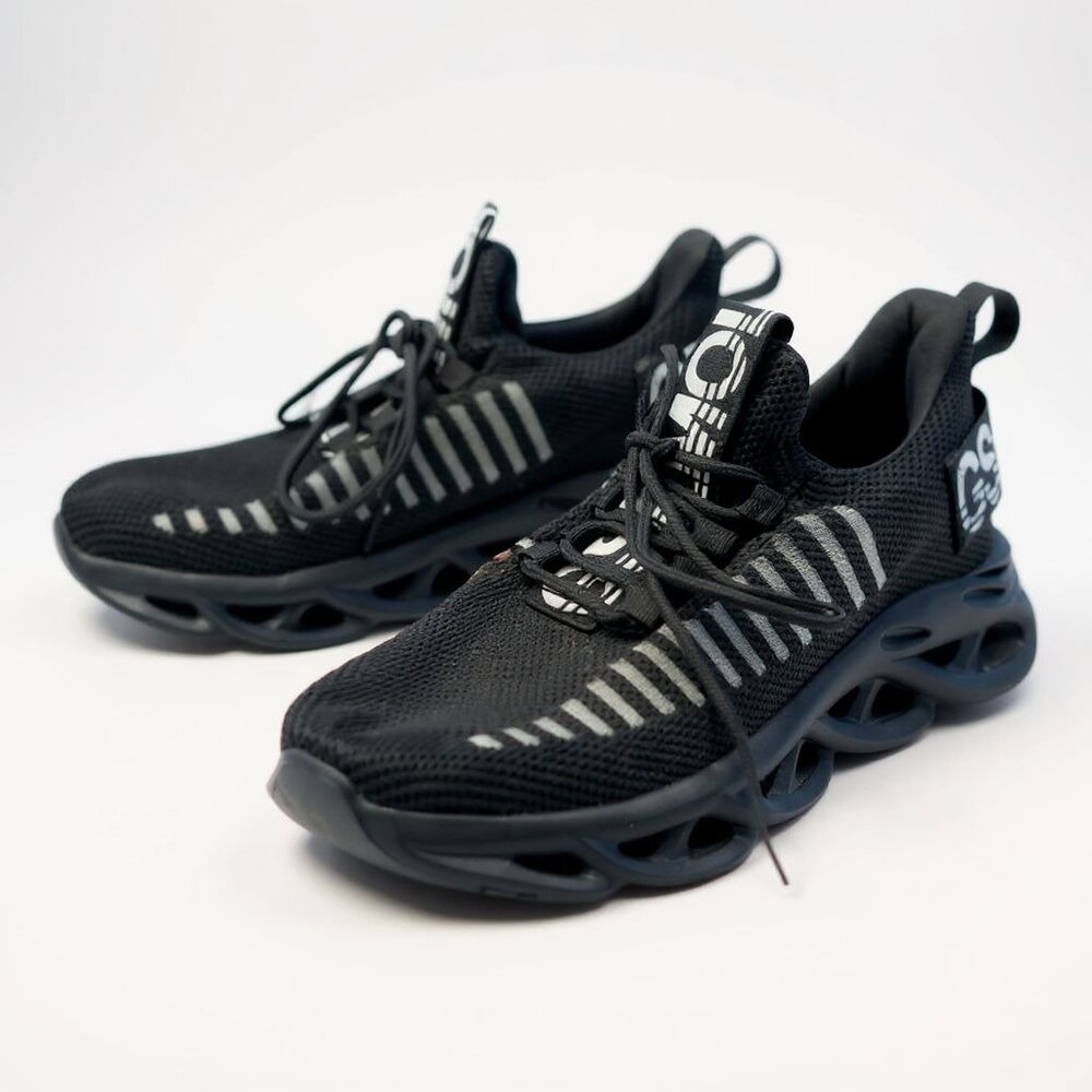 Gsl Moln Black Knit Breathable Athletic Running Sneakers Unisex